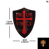 Écusson brodé DEUS VULT Crusader Tactical Gear en nylon découpé au laser, écologique, à coudre pour sacs et vêtements