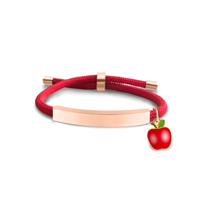 Gelang pesona rajutan tali tangan dari baja anti karat custom Ywyougang, dapat disesuaikan, berlapis emas mawar, model trendy Apple Blank - Product Image 1