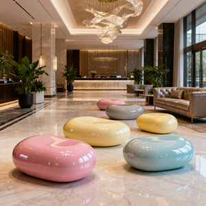 Custom Color FRP Pebble Chair Modern Hospital Waiting Bench Unique <b>Stool</b> for Clinics - Product Image 1