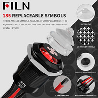 FILN 19mm nouveau design symboles développés exclusifs interrupteurs à bouton-poussoir remplaçables 185 choix LED illuminé IP67 pour voiture