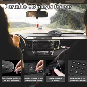 Lecteur CD portable rechargeable avec haut-parleur stéréo intégré, diffusion sans fil BT, carte AUX TF pour voiture, maison, étude, extérieur - Product Image 6