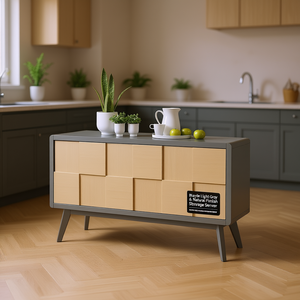 Blayde Light Gray Natural Finish <b>Kitchen</b> <b>Storage</b> Server Midcentury Modern Freestanding Multi Function - Product Image 2