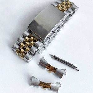 13mm 17mm 20mm Bracelet de montre bicolore en acier inoxydable argenté Style ancien Jubilé pour montre Date-just - Product Image 2