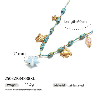 Yml & Boho đầy màu sắc chuỗi 18K vàng thép không gỉ quyến rũ đại dương vỏ ốc xà cừ vòng đeo tay vòng cổ có thể điều chỉnh handmade dây - Product Image 4