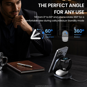 Station de charge sans fil 3-en-1 OEM ODM 2026 <span class=keywords><strong>avec</strong></span> charge rapide QC3.0 OTP 15W, veilleuse et <span class=keywords><strong>chargeur</strong></span> inductif double pour téléphones mobiles - Product Image 4