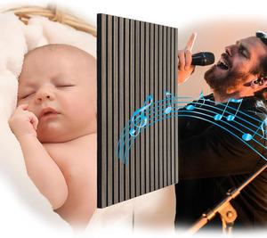 Fond décoratif personnalisé de 60cm, carré en bois d'<span class=keywords><strong>ardoise</strong></span> 3D, fond en PET, panneaux acoustiques à lattes en bois naturel, Akupanel - Product Image 2