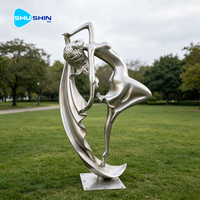 Sculpture de danseuse en acier inoxydable poli, décorative et créative, style nordique, modèle pour jardins extérieurs, art