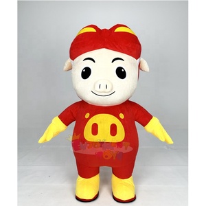 Guangzhou disfrute CE vestido rojo gigante lindo Piggy Hero inflable cerdo <span class=keywords><strong>mascota</strong></span> disfraz adulto fiesta <span class=keywords><strong>mascota</strong></span> conjunto de lujo - Product Image 4