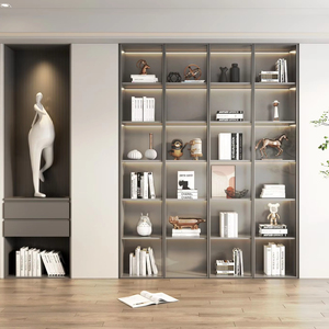 Libreria in stile moderno personalizzabile con Design a porte nascoste in legno per l'home Office e soggiorno che ripongono libri - Product Image 1