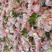 Panel Dinding Bunga Mawar Pink 3D Mewah Buatan, Latar Belakang Bunga Sutra Romantis untuk Dekorasi Pesta Pernikahan dan Bridal Shower