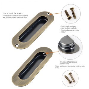 Recessed Kitchen Cabinet Door Handle Stainless Steel Round Square Oval <strong>Furniture</strong> Drawer Knob Flush Finger Handle <strong>Pull</strong> - Product Image 6
