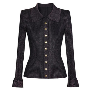 <span class=keywords><strong>Pull</strong></span> de haute qualité pour l'automne et l'hiver, nouveau modèle, manches longues, col châle, cardigan en soie brillante, tricot, veste - Product Image 1