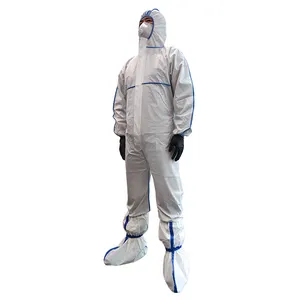 3Q Brand 2024 Type 5/6 Sms Ce En14126 Waterproof Pp Nonwoven Fabric Working Uniform Disposable Coverall For Men