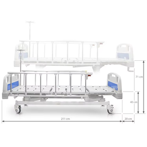 Cama de Hospital Articulada Manual de Acero Caremaster de 3 Manivelas, Sistema Hidráulico, Cama para Pacientes de 3 Funciones para Uso Doméstico, Capacidad de 200 kg - Product Image 5