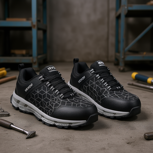 Scarpe di Sicurezza Atletiche da Uomo Vevor, Punta in Acciaio, Nere, Taglia 13, Sneakers da Lavoro, Suola in Gomma, Intersuola in EVA, Tomaia Sintetica - Product Image 2