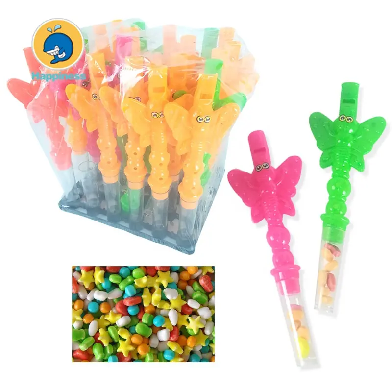 Plastic Cartoon Vlinder Fluit Fluit Whistle Speelgoed Snoep