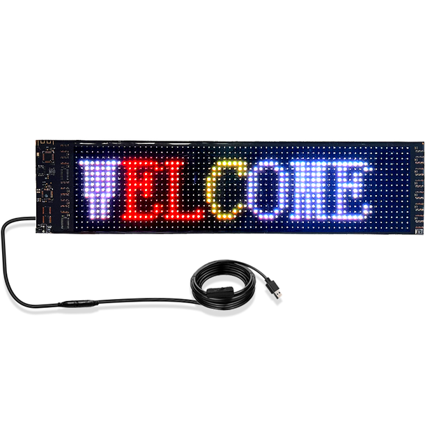RGB Smart APP Programmable Flexible LED Display with 16x64 Resolution USB-Powered for Cars & Bus Signage