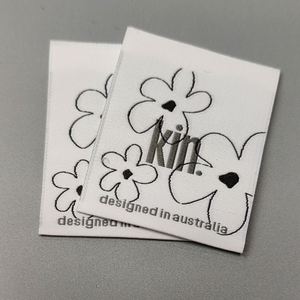 Étiquette tissée NFC pour vêtements, motif damassé, fil 50D haute densité, étiquette de col, étiquettes de taille plates tissées personnalisées de Hong Kong pour vêtements - Product Image 1