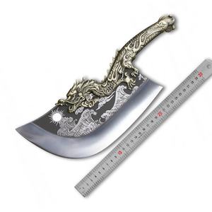 Cuchillo Longquan de Acero Inoxidable Forjado a Mano, Diseño Dragón Azul Perseguidor de Olas, Hoja de 24 cm, Mango Ambidiestro, Grado Industrial, OEM, para Uso Doméstico - Product Image 6