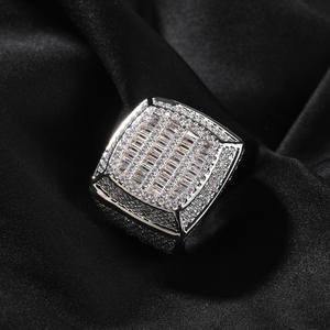 사각 CZ 반지 대형 바게트 반지 18K 금도금 남성 반지 패션 보석 여성 도매 - Product Image 5