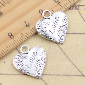 จี้หัวใจน่ารัก19x18มม. ทำด้วยมือจี้เงินธิเบตสไตล์วินเทจแบบ DIY สำหรับสร้อยข้อมือสร้อยคอ - Product Image 2