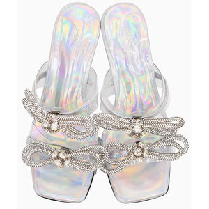 Mules argentées glamour avec talon de 8cm - Product Image 2