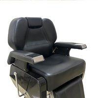 Fauteuil de Barbier Moderne en Cuir Synthétique Noir Durable Personnalisé avec Fonction Pivotant à 360 Degrés/Inclinable/Hauteur Réglable pour Coiffure