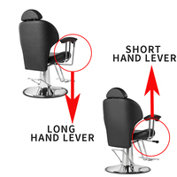 Fauteuil de Barbier Inclinable Hydraulique avec Base Ronde Chromée en Cuir PU pour Salon de Coiffure Hommes