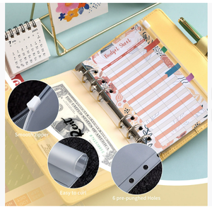 Organizzatore in pelle a 6 anelli con raccoglitore di Budget in contanti con pianificatore senza debiti - Product Image 4