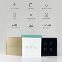 Sakelar Lampu Pintar Panel Sentuh 10A WiFi 2 Arah untuk Otomasi Rumah Tanpa Kabel Netral Diperlukan, Berfungsi dengan Aplikasi Smart Life