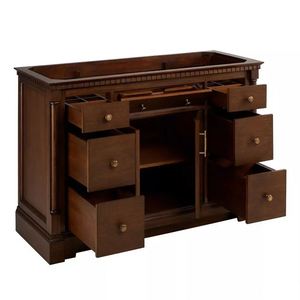 High Quality Walnut Frameless Molding Solid Wood Bathroom Vanity Sink <b>Drawer</b> Slides Hinges <b>Drawer</b> <b>Baskets</b> Modern Design 3-Year - Product Image 3