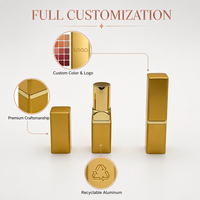 OEM ODM Tabung Lipstik Kotak Matte Gold 3.2-3.5g Aluminium Plastik Putar Kosong Kemasan Kosmetik Merek BRILLIANT