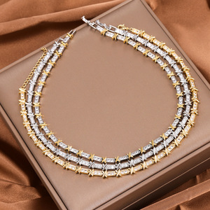 שרשרת כסף 2 טון מסוגננת עם זירקונציה גיאומטרית בעיצוב אלגנטי XX תכשיטים מינימליסטי למסיבת ללבוש יומיומי - Product Image 1