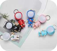 Porte-clés LED en forme de lapin pour enfants avec bouton poussoir, effet laser lumineux, en plastique PU/ABS, emballage personnalisé, cadeau électrique