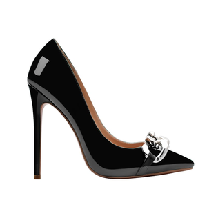 Escarpins élégants pour femmes, sexy, avec chaîne métallique, bout pointu, talon fin, chaussures habillées pour femmes, grandes tailles 45 - Product Image 3