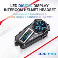 Casque de moto 5.4 avec interphone 500M, appairage multi-marques, partage de musique, écran LED, radio FM, IPX6, 1000mAh