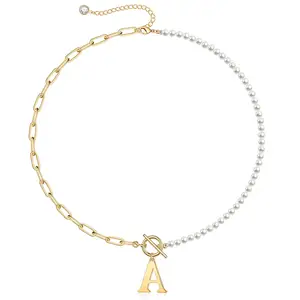 Modische SDA-Halsband Edelstahl OT-Schlaufe Verbundspleiß weiße Perlen Buchstaben Anhänger mit Steinen