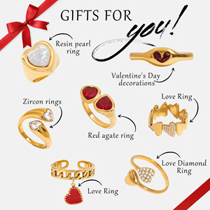 Anillo en Forma de Corazón Chapado en Oro con Incrustaciones de Perlas, Regalo de San Valentín para Mujer, Joyería Fina - Product Image 5