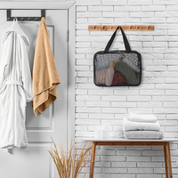 Sac de douche en maille avec logo personnalisé sac de douche en maille noir portable sac de rangement de toilette pour dortoir sac de douche en maille fourre-tout pour salle de bain