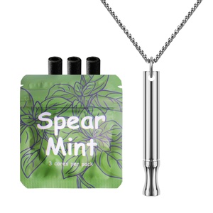 Focus Pipe Cute Air Inhaler Meditation Easy Adjustable Breathe Tube Anxiety Anti Smoking Breathing Necklace Black With Pull - Product Image 1