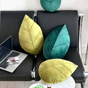 Super Soft <strong>Green</strong> Plant <strong>Pillow</strong> Cozy Leaf Shape <strong>Pillow</strong> Simple Fabric Waist Pads Adorable Leaf <strong>Pillow</strong> Cushions Bed Decorations