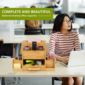 Organisateur de bureau en bambou 2026 avec porte-documents pour accessoires de bureau, <span class=keywords><strong>trieur</strong></span> de courrier portable - Product Image 2