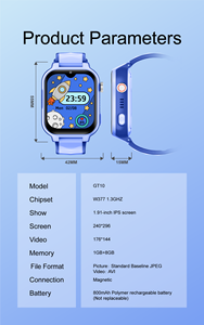 นาฬิกาอัจฉริยะ GT10 สำหรับเด็ก รองรับ 4G <span class=keywords><strong>GPS</strong></span> กันน้ำ IP67 พร้อมวิดีโอคอลและ SOS นาฬิกาข้อมือเด็กพร้อมกล้อง HD และแฟลชการ์ดเสริมการเรียนรู้ - Product Image 6