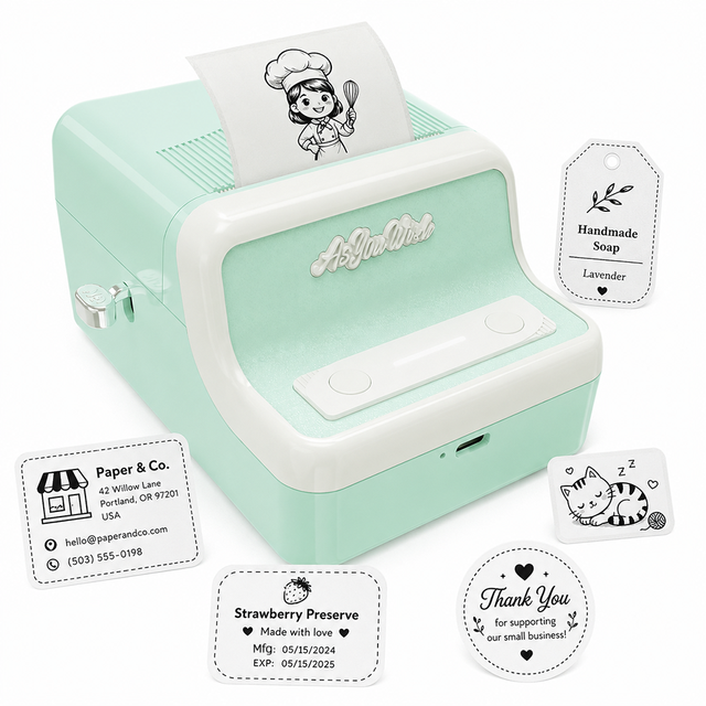 Mini Thermal Label Printer N21 Inkless 48mm Width for Handmade Small Business Etsy Product Sticker Making