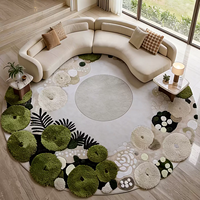 Luxuriöser Teppich mit Abstraktem Muster aus Neuseeländischer Wolle, Rutschfester Bodenteppich für Wohnzimmer, Hotel, Dekoration, Runde Teppiche mit Langem Flor