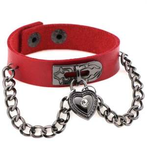 Unisexe Cool Punk Cuir Harajuku Bracelet Amour Coeur Pendentif En Métal Bouton Pression Bracelet Rivets Bracelet Punk Style Mode - Product Image 2