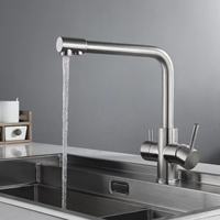 Robinet d'évier à Double poignée 360 degrés, Double poignée en acier inoxydable, robinet de cuisine froid et chaud bon marché