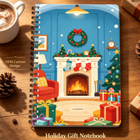 Carnet de notes spirale mini A7 personnalisé de Noël, bloc-notes de poche à motif de dessin animé, cadeau promotionnel, papeterie étudiante, couverture personnalisée avec logo numérique
