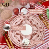 Nouvel arrivage : Service de table en céramique rose, assiettes en porcelaine fine à motif floral, compatibles micro-ondes, pour événements de mariage et assiettes de présentation.