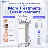 Machine professionnelle de suppression des poils au laser diode 808 nm à 2 poignées, laser Nd Yag, machine de suppression des tatouages au laser Pico